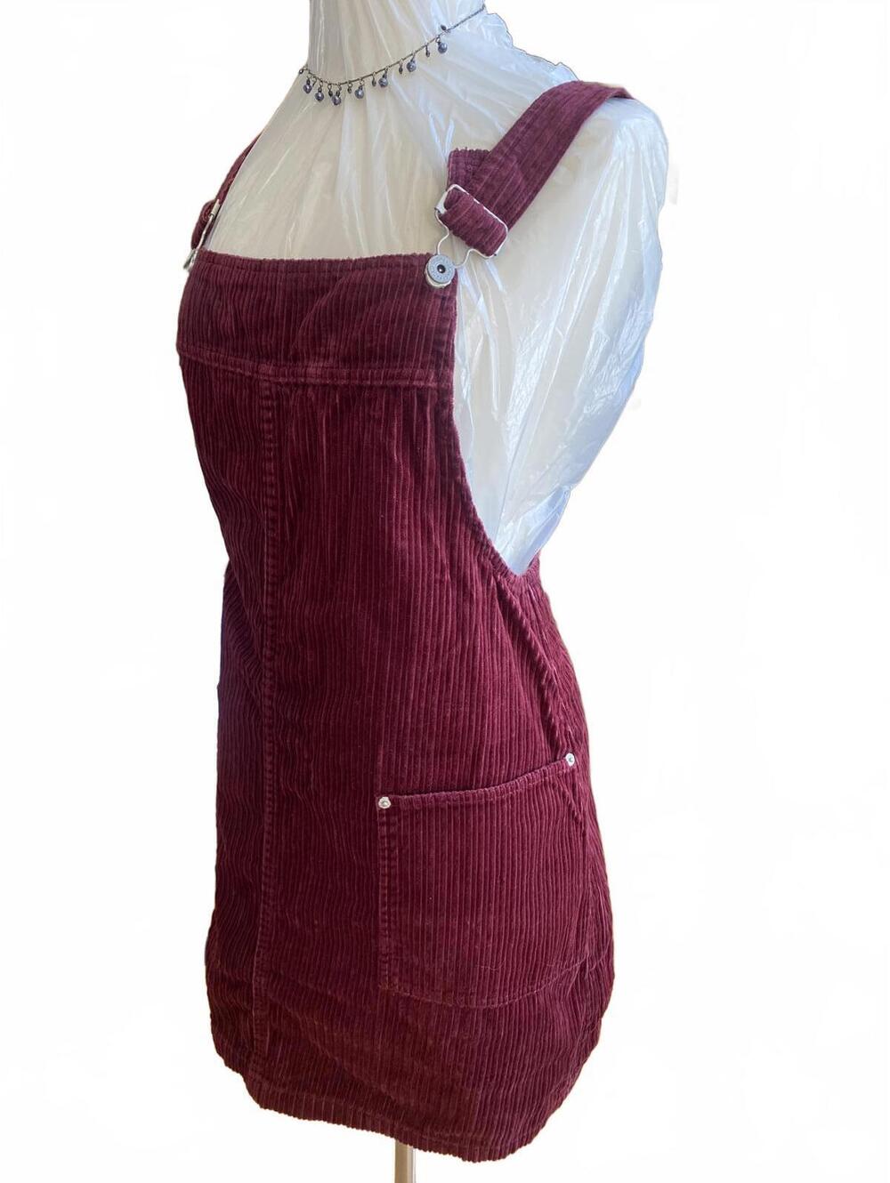 Corduroy Overall Dress in Burgundy Size Large